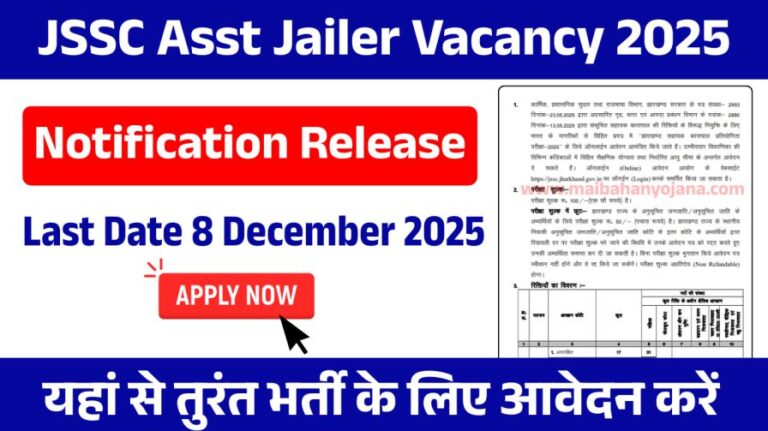 JSSC Asst Jailer Online Form 2025