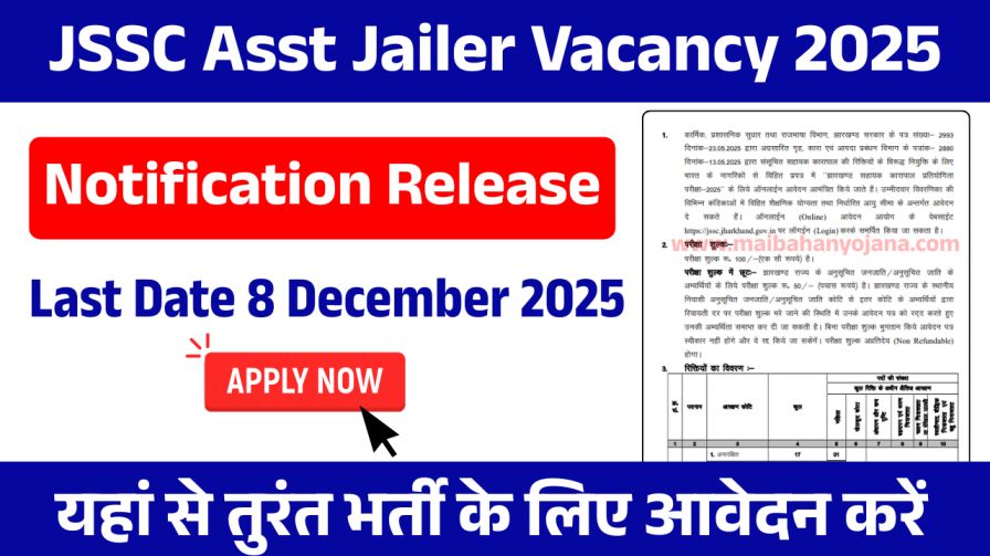JSSC Asst Jailer Online Form 2025
