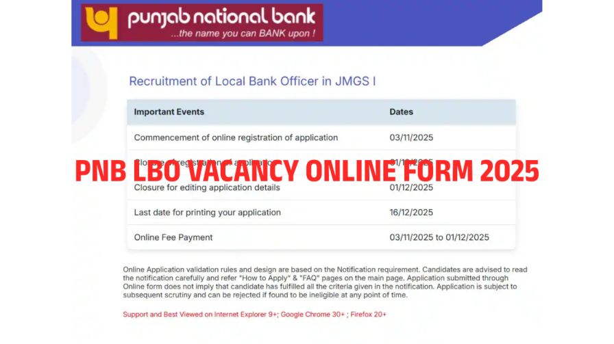 PNB LBO VACANCY ONLINE FORM 2025