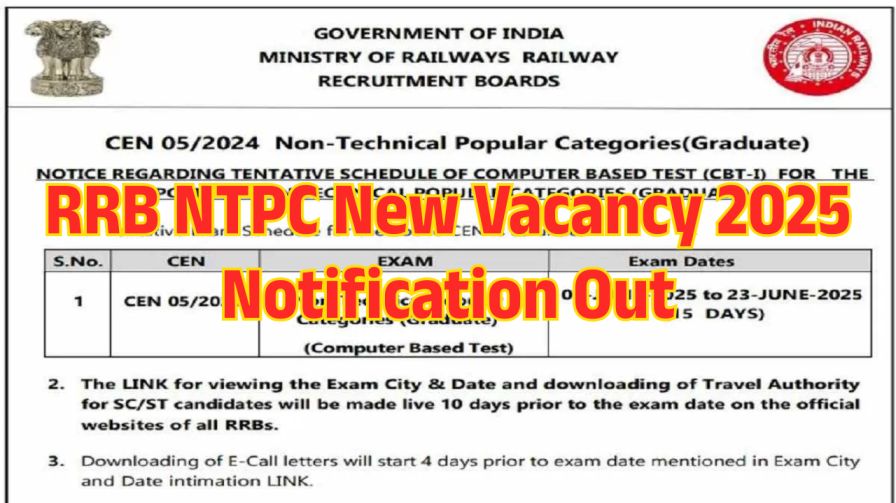 RRB NTPC New Vacancy 2025 Notification Out